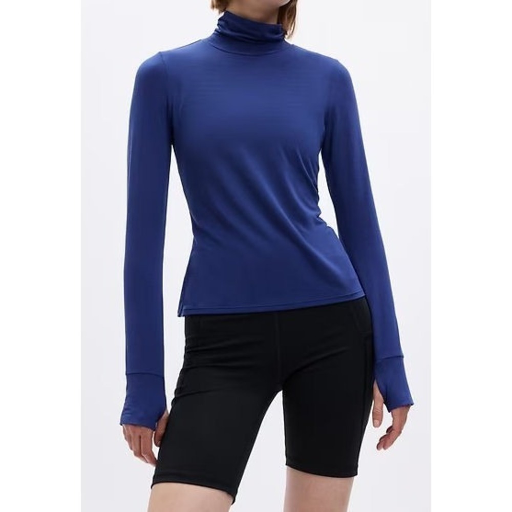GAP GapFit Breathe Turtleneck T-Shirt w/ Thumbholes - Rolling Bay Blue - S